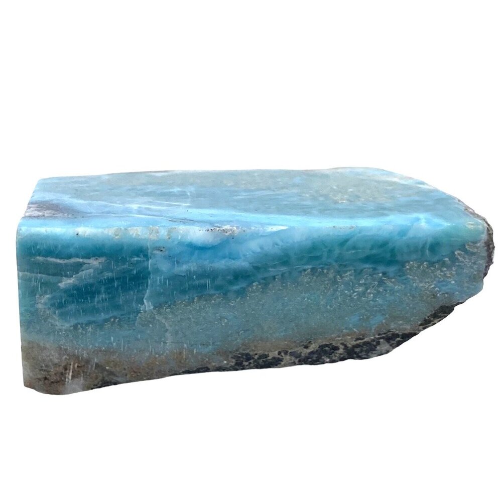 326g 11.5oz Larimar pectolite Dominican Natural Wedge Rare Slab Rock Mineral Gem - Picture 8 of 16